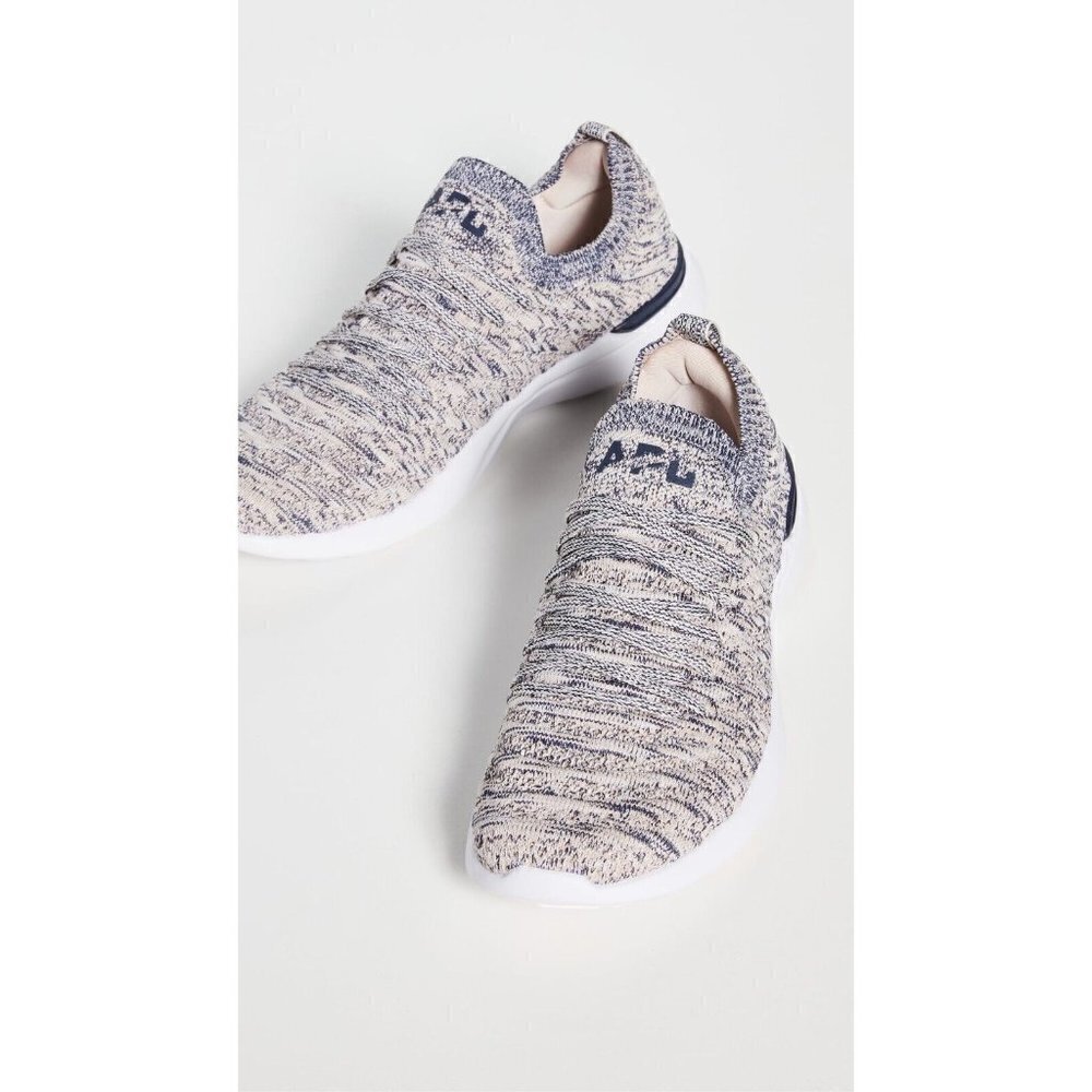 Free People APL Techloom Wave Trainers Sneakers Rose Navy Knit Size 37 US 7 New